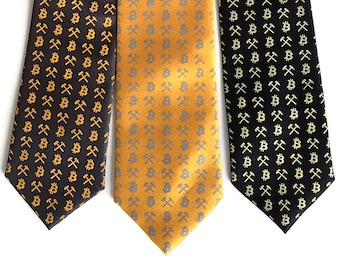 Bitcoin Necktie BTC Crypto Men's Tie Internet Money Cryptocurrency ICO Bitcoin Miner Blockchain Virtual Currency finance day trader hacker