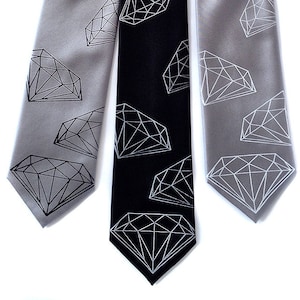 Diamond Tie, mens silk necktie. Geometric jewel, diamond necktie, engagement party, tie for groom, mens wedding tie, silk ties for men, gem image 1