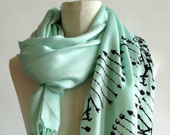 DNA Print Scarf. DNA Double Helix printed soft pashmina. Science scarf. Gift for science teacher, genetic researcher, genealogy, family tree