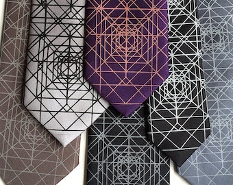 Synthwave, vaporwave, Op Art Psychedelic necktie. Whimsigoth, vaporwave aesthetic. Geometric print, Skinny tie & wide, cyberpunk, nu goth