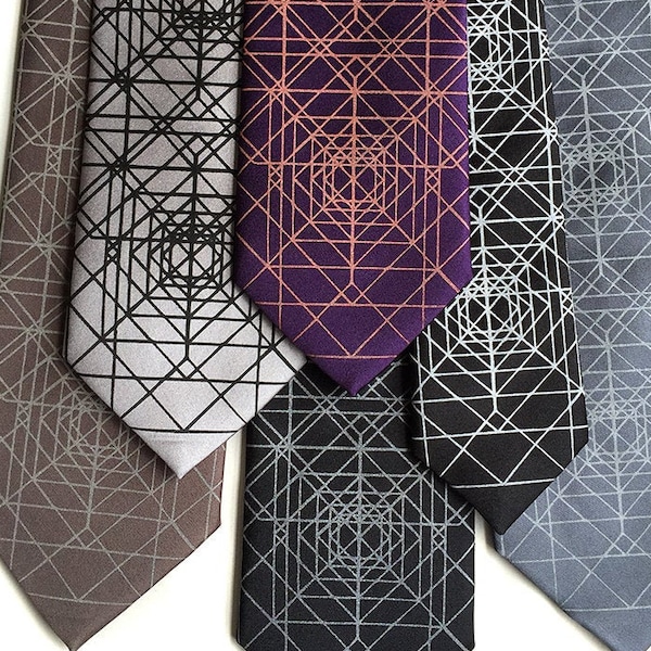 Synthwave, vaporwave, Op Art Psychedelic necktie. Whimsigoth, vaporwave aesthetic. Geometric print, Skinny tie & wide, cyberpunk, nu goth