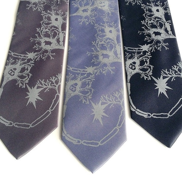 Neuron Tie. Brain cells men's necktie. Doctor gift, brain researcher, neurologist gift, scientist gift, neuroscience graduation gift men