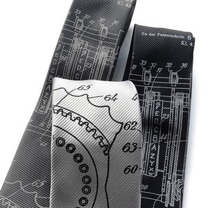 May include: Two black and silver neckties with a geometric pattern of gears and numbers. The text "Zu der Patentschrift 5 K1.4" is printed on one tie. The other tie has the numbers 65, 64, 63, 62, 60, 50, 9.1, and 2 printed on it.