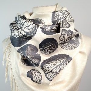 Brain Print Scarf, Anatomical Brain hemisphere lightweight pashmina Cyberoptix brain scarf, Brain surgeon gift, neurology, neurosurgeon gift