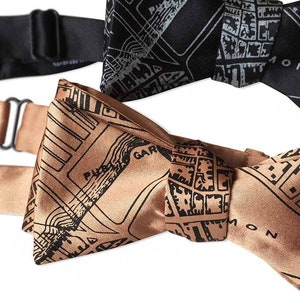 Boston Bow Tie. City of Boston map, mens self tie bow tie. Boston Map tie, Freestyle bow tie. Bostonian gift, Boston wedding, grooms bow tie
