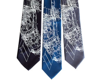 Skylab Necktie. Science teacher gift. NASA Astronaut Space Station Blueprint Science Tie. NASA gift, science gifts, rocket scientist