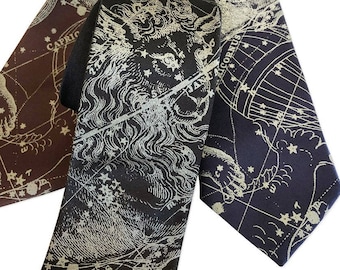 Corbata Capricornio, Corbata de seda para hombre Zodiac Constellation. Diciembre cumpleaños, enero cumpleaños hombres astrología regalo Horóscopo corbata astronomía regalo