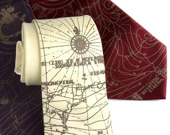 Maritime map tie, Bermuda Triangle necktie. Caribbean map, cruise ship vacation men, paranormal research, gift for sailor, goes on cruises