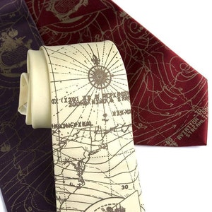Maritime map tie, Bermuda Triangle necktie. Caribbean map, cruise ship vacation men, paranormal research, gift for sailor, goes on cruises