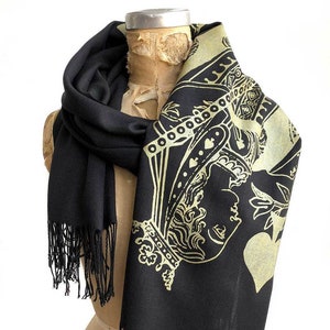 Pik Dame, Glücksschal. Spielkarte Bambus Pashmina. Alice im Wunderland, Poker Spieler Geschenk, Black Jack Spieler, Kartenhai, Spielbank