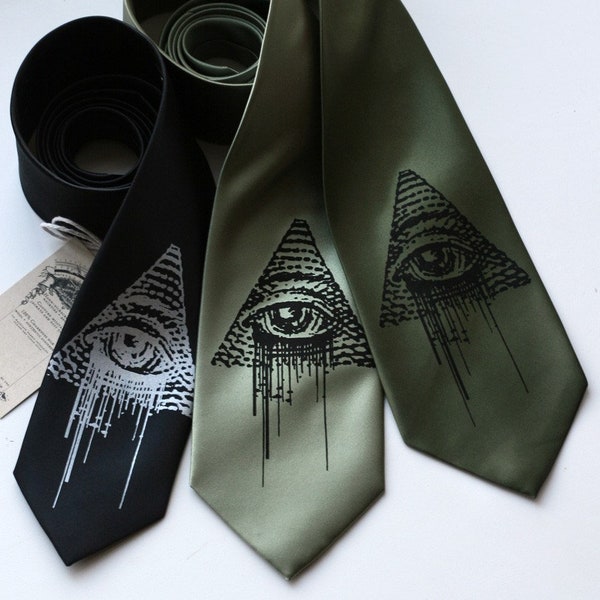 All Seeing Eye Tie. Illuminati, Eye of Providence, New World Order, mens necktie. Masonic, Freemason, pyramid, occult, conspiracy theory