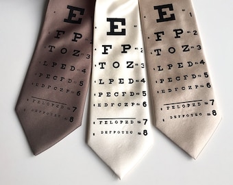 Eye Chart Tie. Optometrist gift, eye doctor necktie. Gift for optician, eye chart mens silk tie. Graduation gift, Ophthalmologist gift