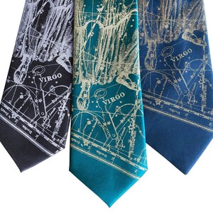 Corbata de cumpleaños Virgo, Constelación zodiacal Carta estelar Imprimir corbata para hombres. Horóscopo Regalo de astrología, agosto Cumpleaños Septiembre regalo de cumpleaños