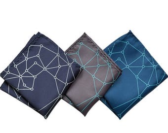 Blockchain Pocket Square. Decentralized distributed network, geometric hanky crypto cryptocurrency ethereum bitcoin virtual currency finance
