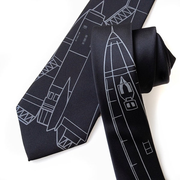 SR-71 Tie. Lockheed Blackbird, stealth, airplane, strategic reconnaissance aircraft, blueprint necktie. Aviation gift, military, pilot gift