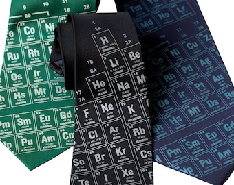 Periodensystem Krawatte. Elements Krawatte Wissenschaftliche Print Krawatte. Geschenk für Naturwissenschaftler, Chemielehrer, Geschenk für Biochemie-Studenten