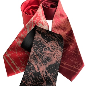 Corbata de Aries, corbata de constelación zodiacal. Regalo de astrología para hombres, cumpleaños de marzo, cumpleaños de abril hombres. Regalo de la Nueva Era para hombres, empate en la carta de estrellas