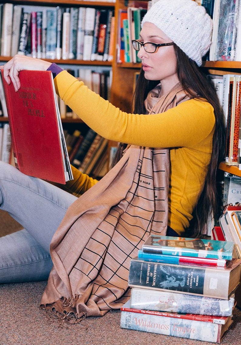 Library Book scarf. Library Card Scarf. Date Due Slip print linen weave pashmina. Librarian, author, reader, expectant mother, bookworm. sand