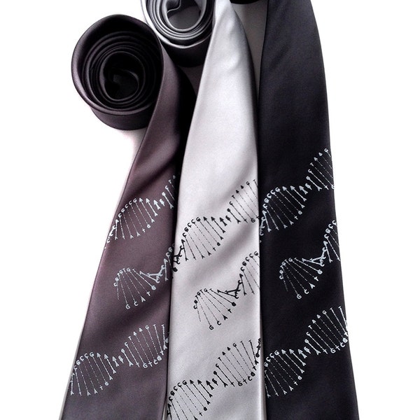 DNA double helix necktie. DNA tie. Scientific print mens tie. Nerd wedding, Genetics, genome researcher gift, geek gift, skinny tie & wide