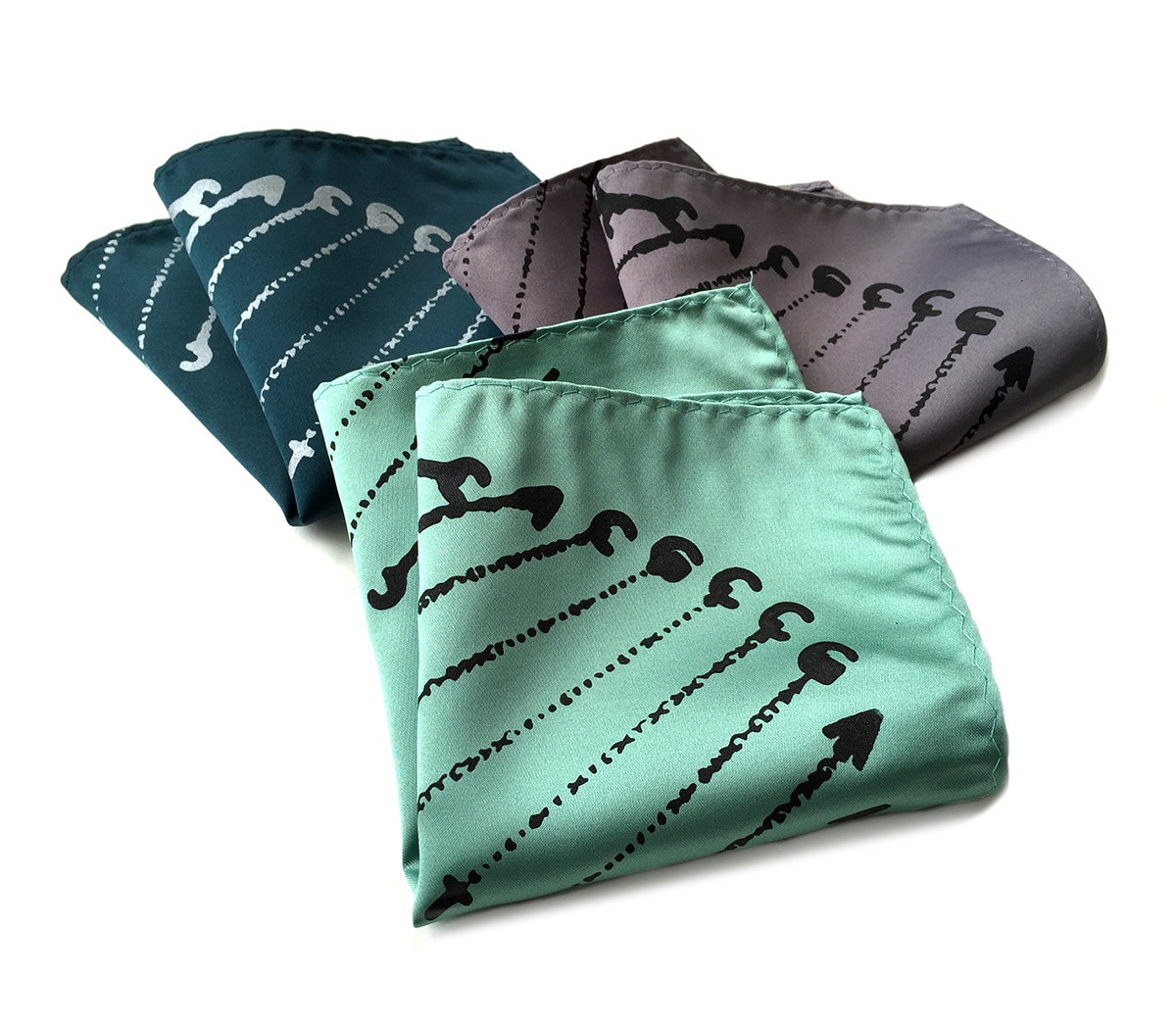 DNA pocket square. Double Helix men's screenprinted handkerchief. Your choice minty green, dark teal, silver, black & more!