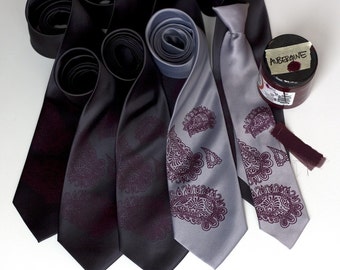 Set of 8 Wedding Neckties. Custom printed ties, personalized custom color ties for wedding parties. Groomsmen ties, matching ties for groom