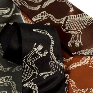 Dinosaur Bones Tie, Science gifts for him. Dinosaur Skeleton Men's Necktie. Dinosaur Tie Science teacher gift, gift for Paleontologist gift image 2