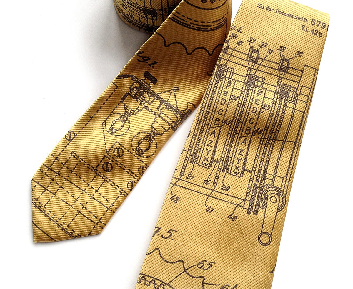 Enigma Machine Men's Tie. Patent Illustration Necktie. 