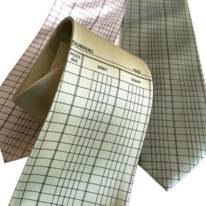 Accountant Necktie. Ledger Paper tie. Accounting gift, tax professional, CPA gift, tax preparer, bookkeeper gift tax season gift. Men's tie. image 1