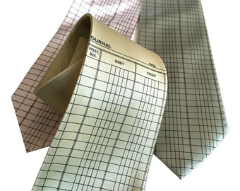 Accountant Necktie. Ledger Paper tie. Accounting gift, tax professional, CPA gift, tax preparer, bookkeeper gift tax season gift. Men's tie.