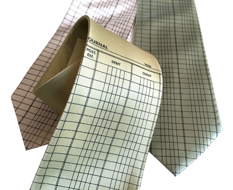 Accountant Necktie. Ledger Paper tie. Accounting gift, tax professional, CPA gift, tax preparer, bookkeeper gift tax season gift. Men's tie. image 1