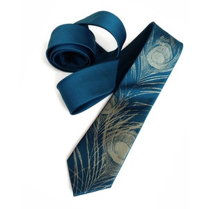 Peacock Tie, Peacock feather tie. Men&#39;s wedding tie, wedding ties blue, tie for groom, vegan wedding, wedding tie for dad, something blue