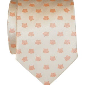 Cat Dot Necktie, Cat Parent Clothing. Tiny Cat Face Polka Dot Tie. Cats Printed Tie: Gifts for cat lovers, cat dad gift, veterinarian gift champagne/tangr. ink