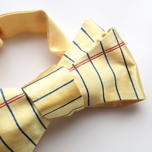 Notebook Paper bow tie. College Ruled bow tie. Wide Ruled lined paper tie. Silkscreen bowtie. Perfect teacher or writer gift. image 6