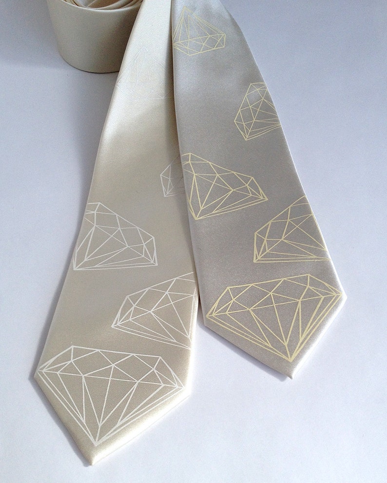 Diamond Tie, mens silk necktie. Geometric jewel, diamond necktie, engagement party, tie for groom, mens wedding tie, silk ties for men, gem image 3