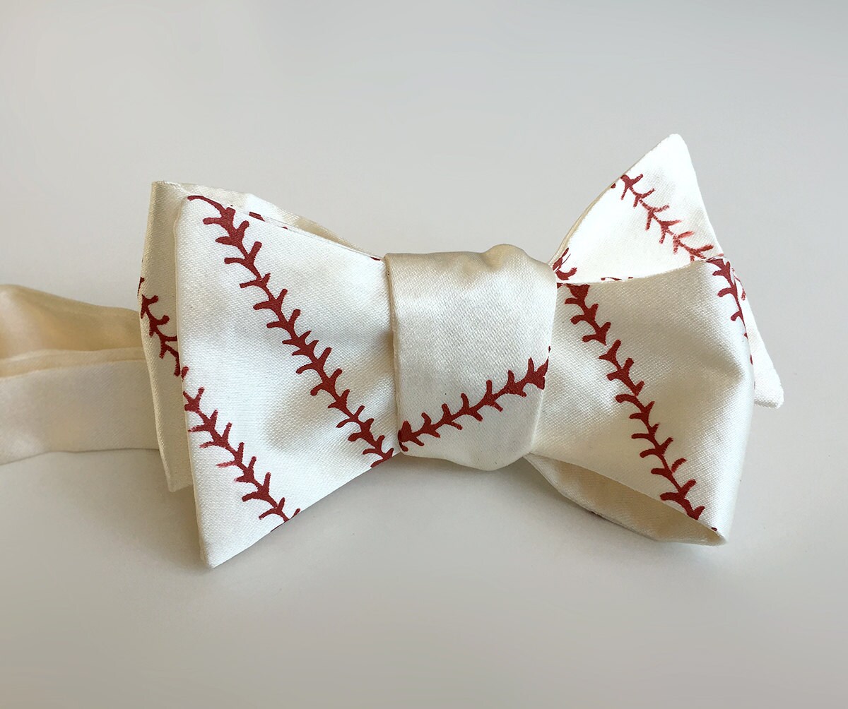 Baseball Bow Tie. Baseball Stitching Print Men's Bowtie. Etsy
