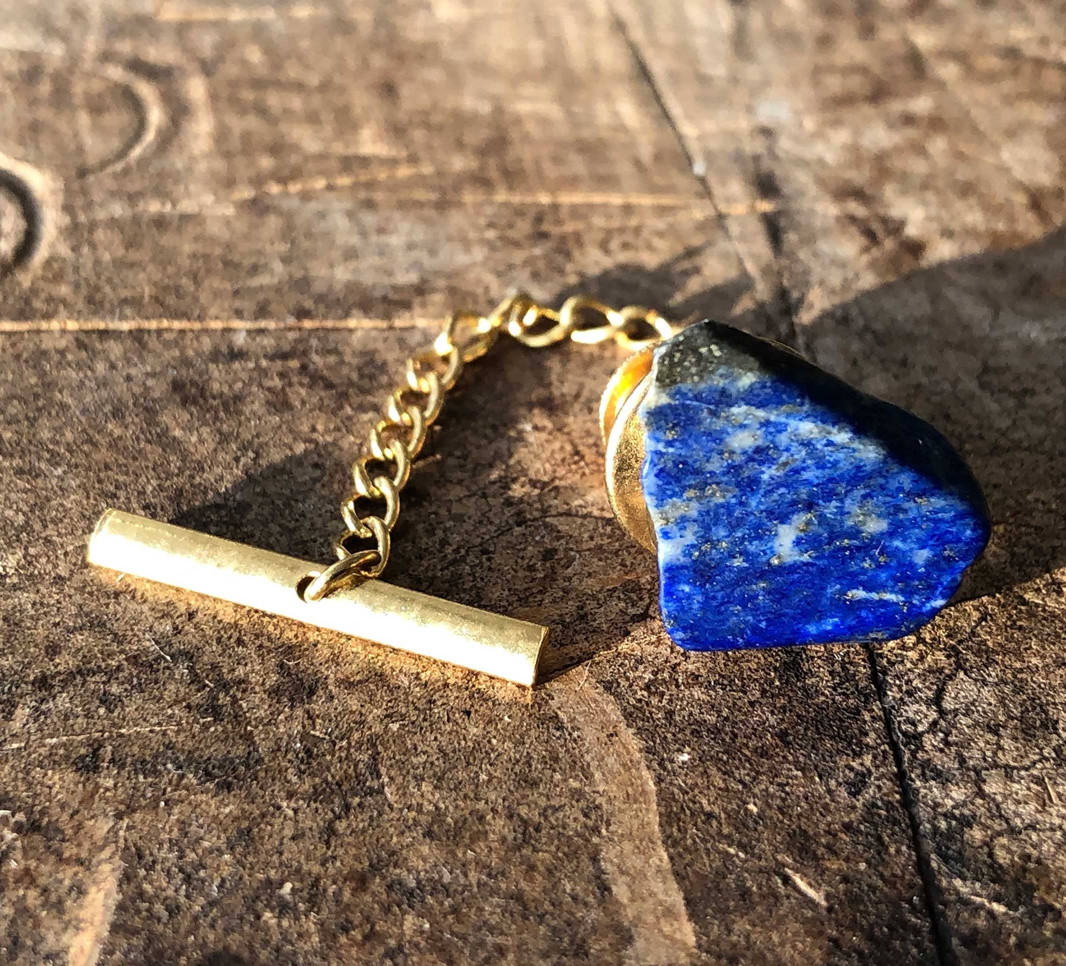 Klassische Krawattenklammer Aus Stein – Mit Blauem Halbedelstein, 5,1 Cm, In Geschenkbox, Für Herren