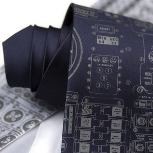 Apollo Cockpit Men&#39;s Necktie, gift for him. NASA Moon Lander Tie, Apollo Program, Space gift astronaut gift, rocket scientist, science gifts