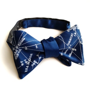 Galaxy bow tie. Milky Way star chart tie. Constellation freestyle bowtie. Ice print. Peacock blue, french blue & more. Adjustable. french blue