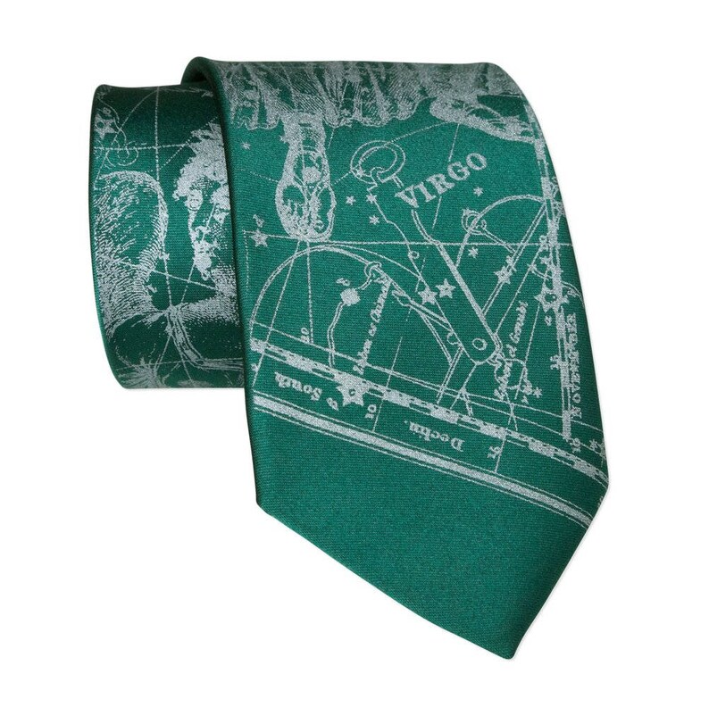 Star Map August birthday gift Zodiac Constellation Astronomy gifts Virgo Tie September Horoscope gift silk necktie Virgo birthday