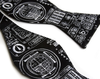 Space Bow Tie. Apollo Cockpit, men's self-tie bow tie. NASA control panel. Gift for Dad, space gift, aviation, aerospace engineer, for him