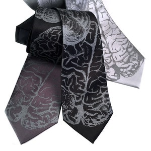 Anatomical Brain Necktie. Brainstorming, brain slice mens tie. Neuroscientist, neurology, brain surgeon, smart guy, gift for boyfriend, grad black