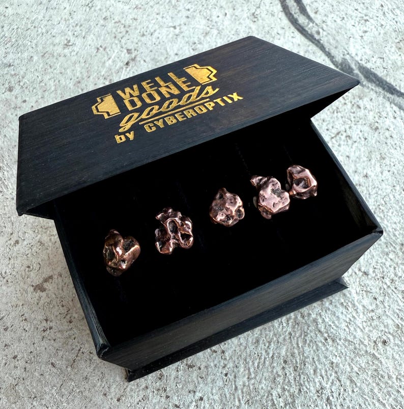Copper Nugget Shirt Studs, tuxedo stud set, gift for him. 3, 4 or 5 raw stone tux buttons for the groom, unique men's formalwear image 4