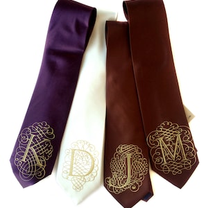 Custom Initial Necktie. Personalized tie custom ties. Monogram necktie single letter wedding ties Filigree font AlphabeTIES. Choose A-Z image 2