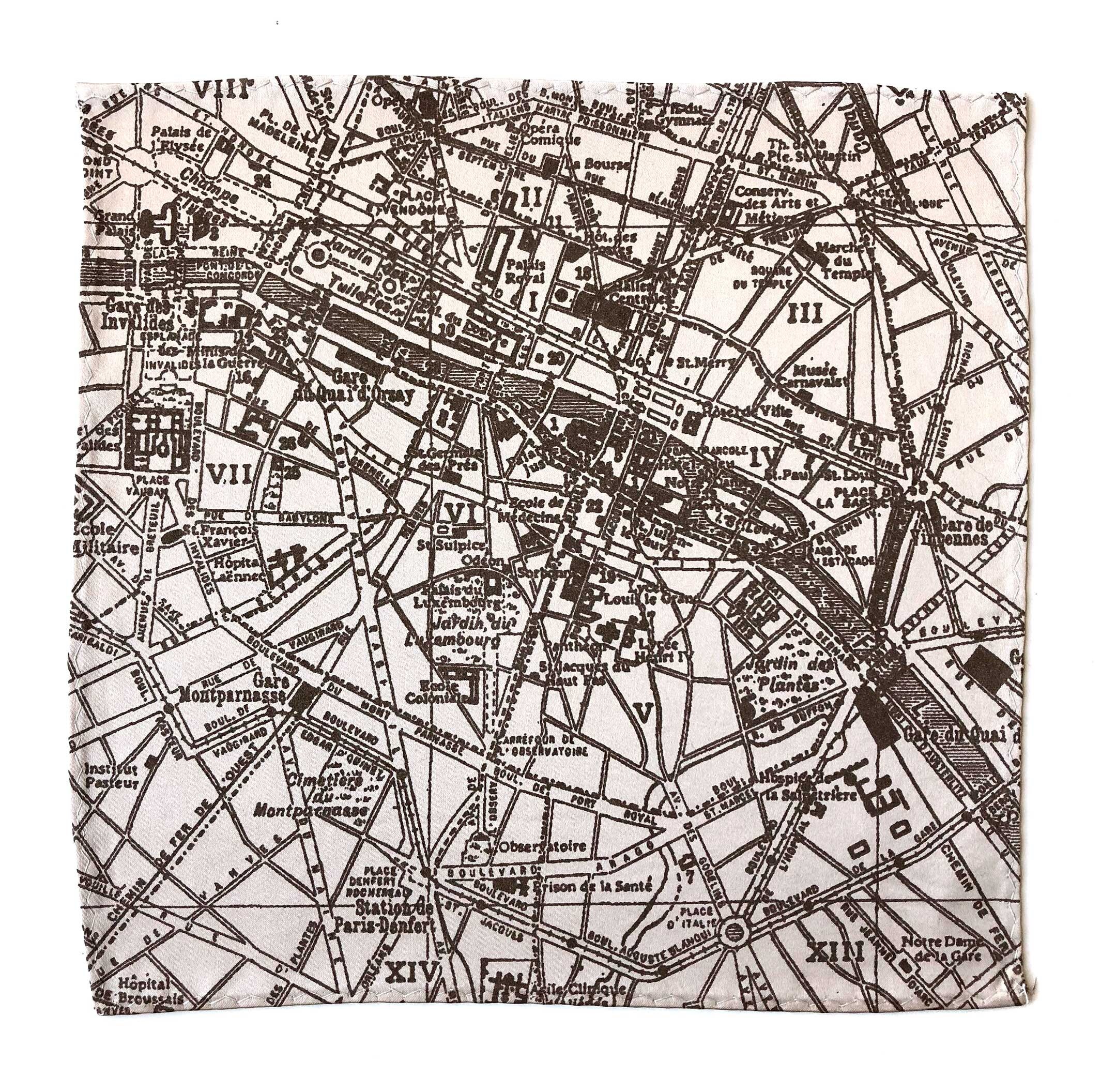 Paris Map Pocket Square. French map hanky. Paris France | Etsy