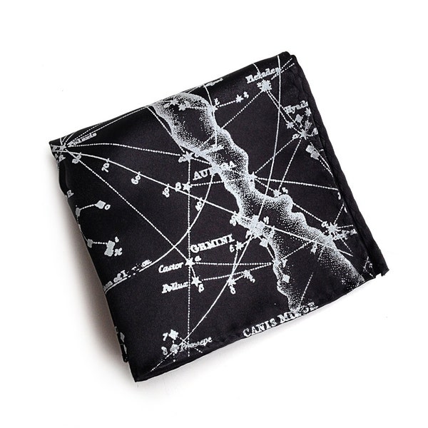 Milky Way pocket square. Celestial constellations galaxy handkerchief. Astronauts, astronomers, astrologers, space fans, star wishers
