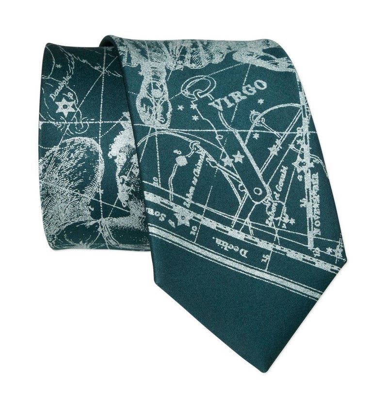 Star Map August birthday gift Zodiac Constellation Astronomy gifts Virgo Tie September Horoscope gift silk necktie Virgo birthday