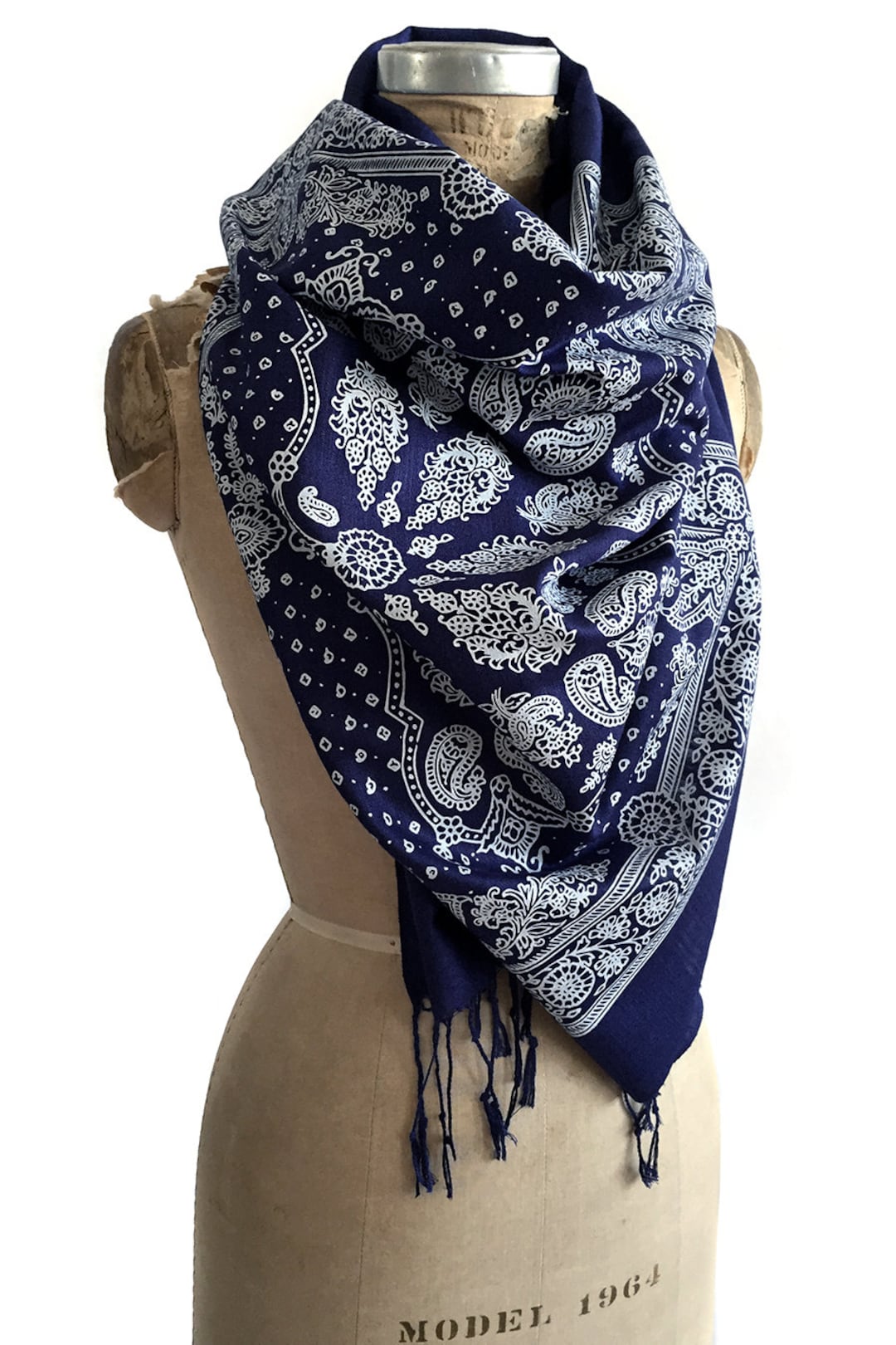 Bandana Print Scarf. Paisley Bandanna Pashmina. Silkscreened Bamboo Pashmina  Scarf Choose Blue, Red, Black & More. Western Inspired Gift 