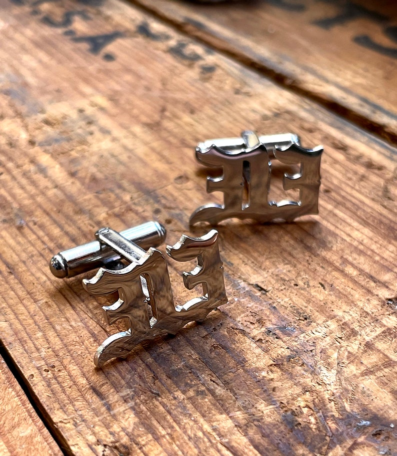 313 Cufflinks, Old English Script. Detroit Area Code Detroit gift, Michigan wedding, grooms cufflinks, brother gift, husband, boyfriend gift image 10