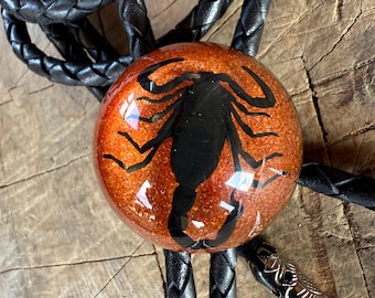 Real Scorpion Bolo Tie, Glow in the Dark or Red. Insect Bola, Spooky Fashion - Scorpio Gift for Men or Women, Gothic Formal, Halloween