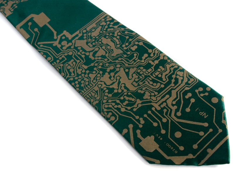 Circuit Board Tie. Short Circuit print, men's necktie. Geeky grad gift for men, Computer science, IT guy, computer programmer, engineer image 8